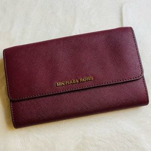Michael Kors Saffiano Leather Burgundy Purple Wallet
